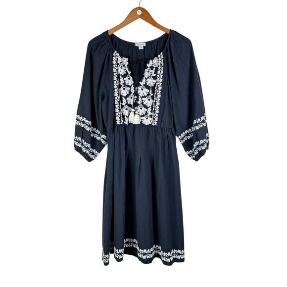 Sundance Josephena Garden Black & White Flower Embroidered Cottagecore Dress - Picture 5 of 13